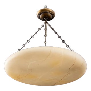Art Deco Revival Faux Marble Saucer Chandelier For Sale