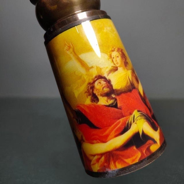 Vintage Style Brass and Wood Telescope With Box and Art Panel For Sale In Los Angeles - Image 6 of 9