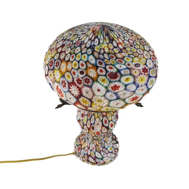 Circa 1940 Murano Millefiori Art Glass & Brass Mounted Table Lamp