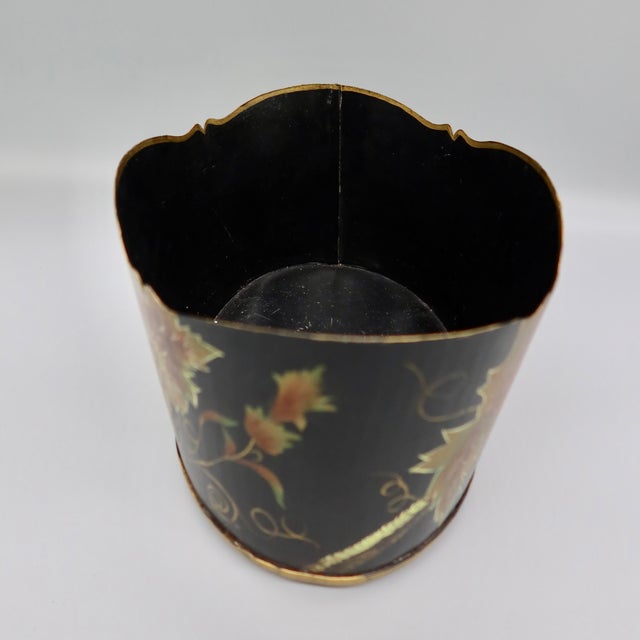 Vintage Hand-Painted Tole Cachepot For Sale In Austin - Image 6 of 10