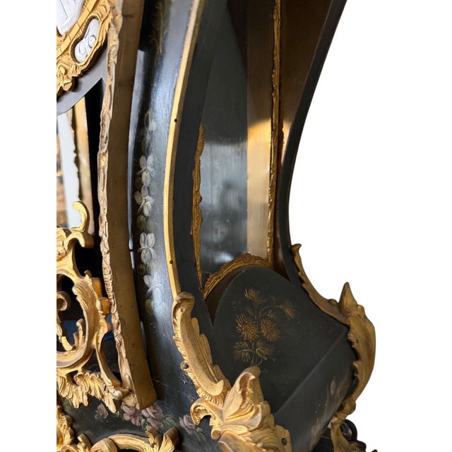 French 18th Century French Louis XV Lenoir À Paris Floral Cartel Clock & Bracket For Sale - Image 3 of 13