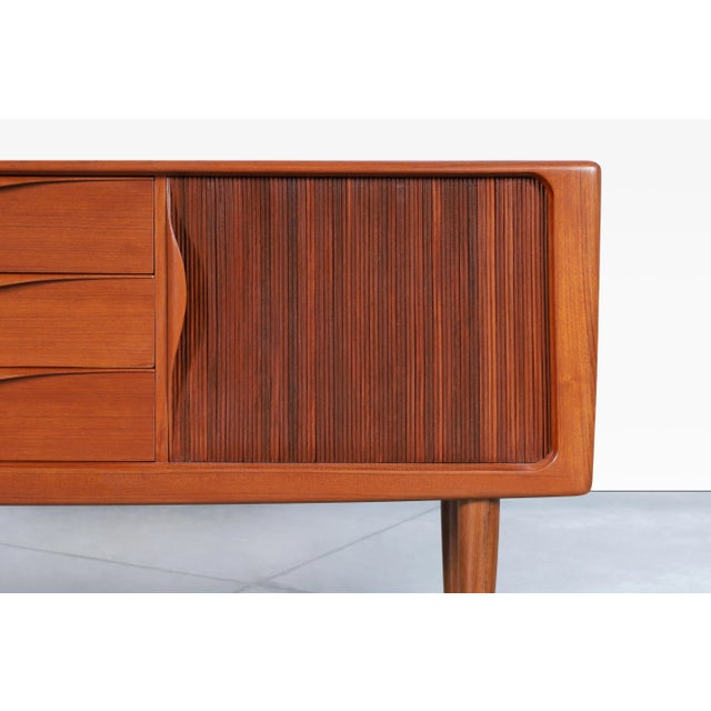 Chocolate 1960s Danish Modern Teak Tambour Door Credenza For Sale - Image 8 of 12