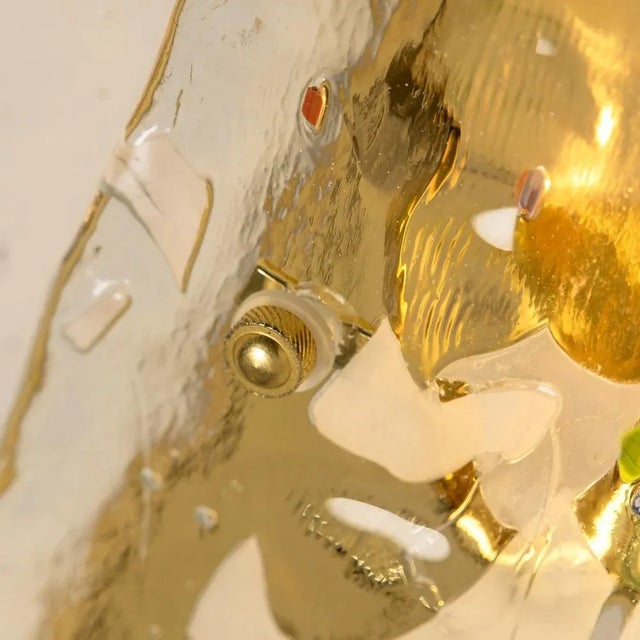 Metal Gold-Plated Pyramid Murano Flush Mount or Wall Light from La Murrina, Italy, 1970s For Sale - Image 7 of 13