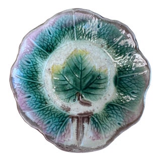 Majolica Leaf Plate For Sale