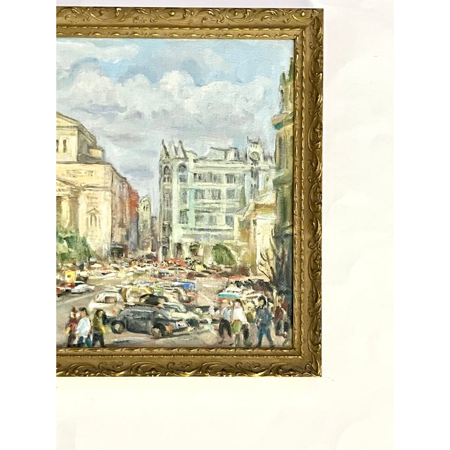 Vintage Impressionist Oil Painting of Bolshoi Theatre in Gilt Frame | Impressionist Street Scene | Signed Original For Sale - Image 4 of 14