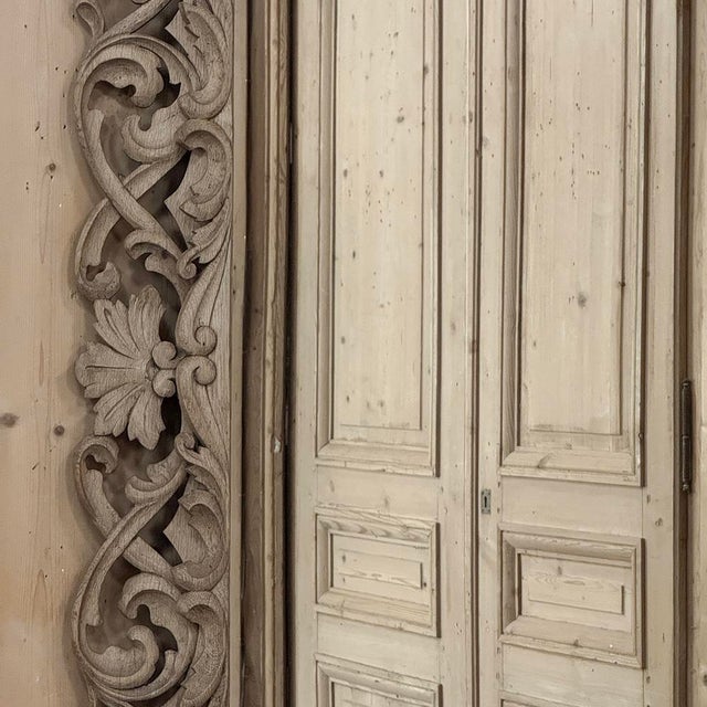 Antique French Louis XIV Baroque Stripped Hand-Carved Wood Mirror For Sale - Image 9 of 18
