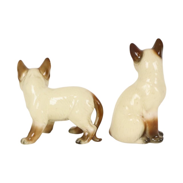 1960s Siamese Cat Figurines in Glazed Ceramic, Japan, 1950s, Set of 2 For Sale - Image 5 of 14