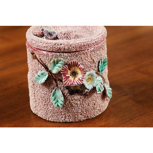 Ceramic English 20th Century Pottery Box with Floral Motifs, Textured Ground and Lid For Sale - Image 7 of 13