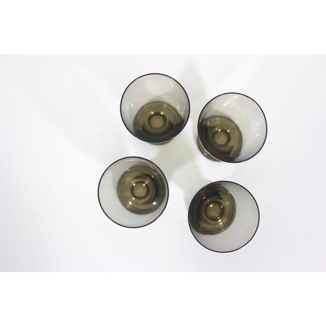 Mid-Century Modern Vintage Mid Century Modern Smoke Brown Gray Cordial Liqueur Glasses - Set of 4 For Sale - Image 3 of 7