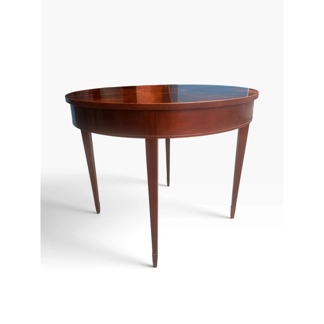 Baker Furniture Round Mahogany Sunburst Inlaid Center Table For Sale In Boston - Image 6 of 14
