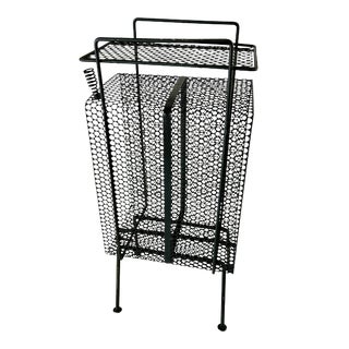 Mid-Century Modern Perforated Mesh Metal Atomic Magazine Holder Side Table Telephone Stand For Sale