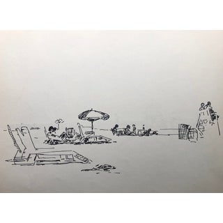 1970s Caribbean Beach Drawing by Hayward Cirker For Sale