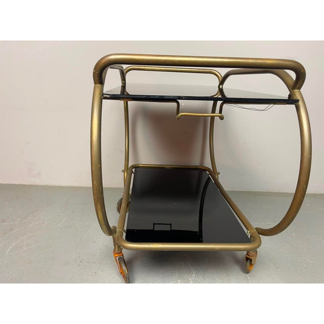 Mid-Century Brass and Black Glass Bar Trolley from Grünstadt, Germany, 1950s For Sale - Image 9 of 18