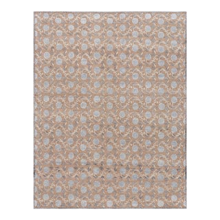 Rug & Kilim’s Modern Block Print Rug in Brown and Blue with Floral Patterns - 12x15 For Sale