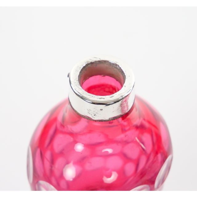 Val Saint Lambert Pink Glass Bottles With Diamond-Cut & Etched Decoration For Sale - Image 11 of 12