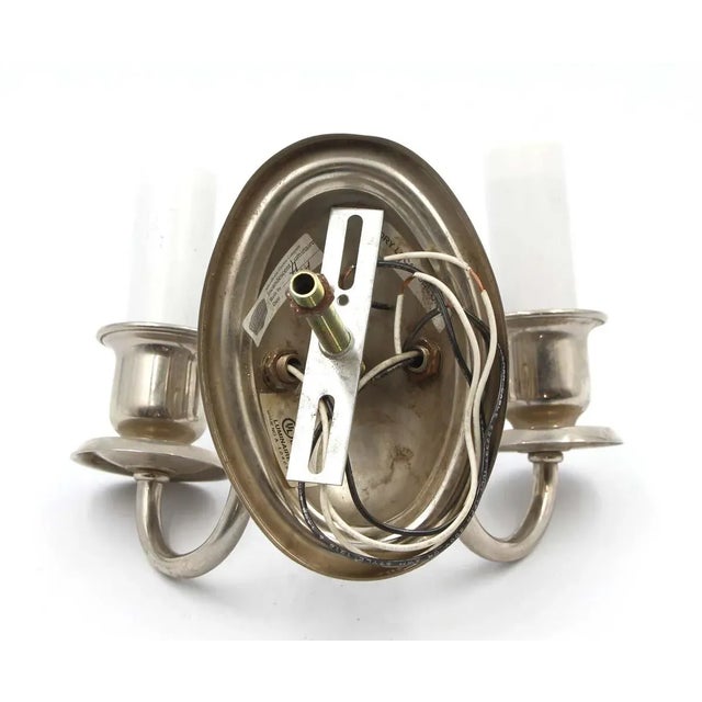 Vintage 2 Arm Silvered Brass Traditional Wall Sconce For Sale - Image 4 of 5