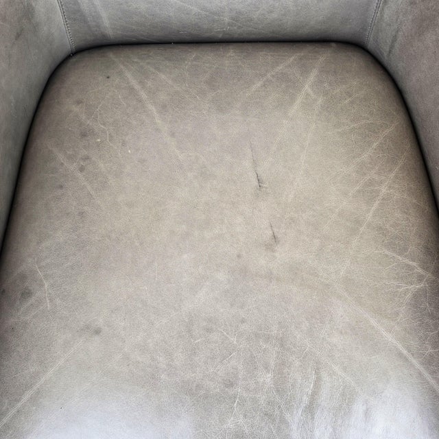 Restoration Hardware 1950s Italian Shelter Arm Leather Swivel Club Chair Rh For Sale - Image 13 of 18