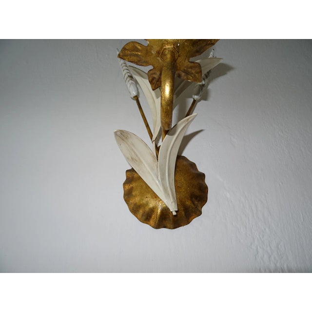 Mid-Century Wheat Hollywood Regency Italian Sconces C 1950 For Sale - Image 4 of 8