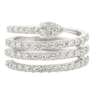 Pear Shaped Diamond Serpent Spiral Ring in 18k White Gold Size 7 For Sale