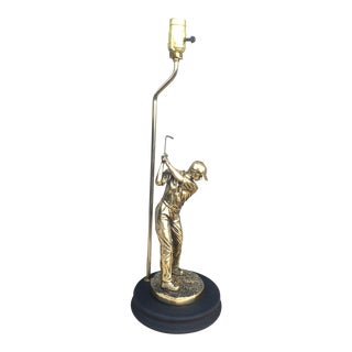 Brass Golfer Table Lamp For Sale