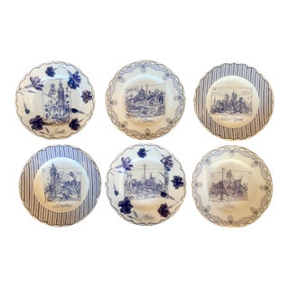 Complete Set of 6 Christian Lacroix "Cartes Postales" Porcelain Salad Plates For Sale