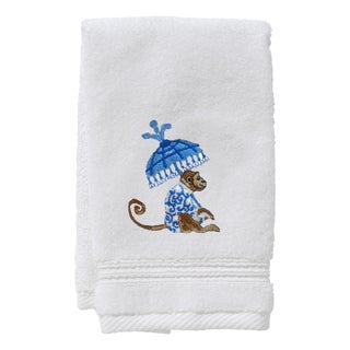 Monkey & Umbrella Terry Guest Towel, Embroidered For Sale