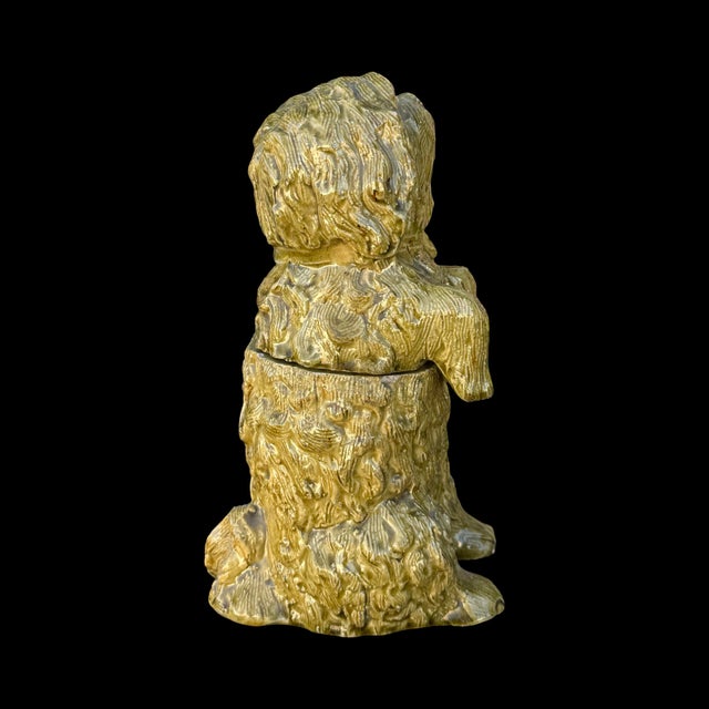 Brown Antique Jérôme Massier Majolica Dog Tobacco Jar, French Figural Container For Sale - Image 8 of 10