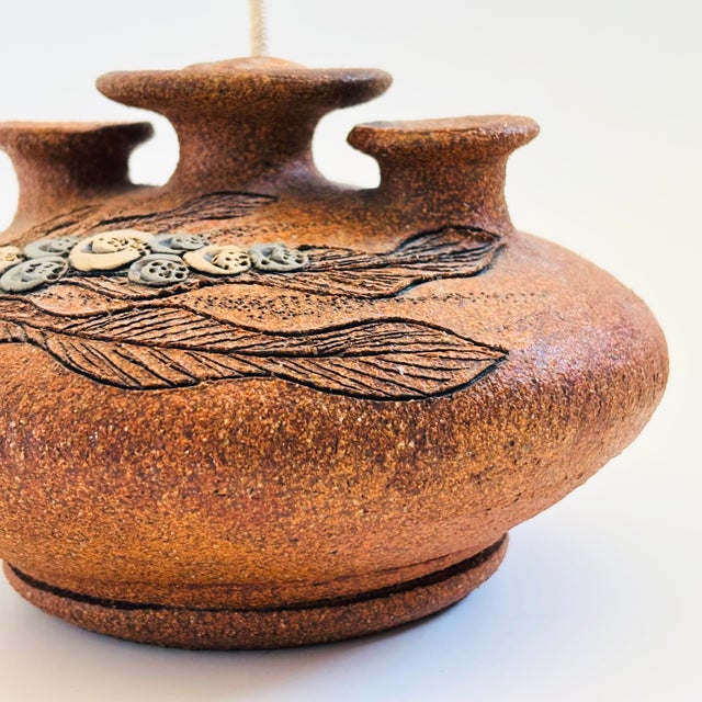 Triple Neck Studio Pottery Oil Lamp Vase by Carma, 1984 For Sale In San Francisco - Image 6 of 12
