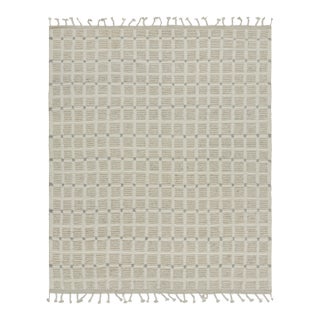 Rug & Kilim’s Modern Rug with White Cream Grid Geometric Patterns - 6x9 For Sale