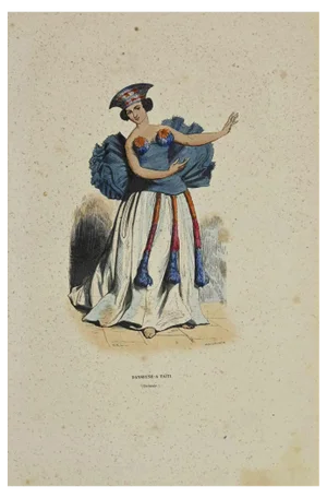 Auguste Wahlen, Danseuse a Taiti, Lithograph, 1844