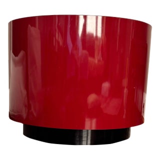 Mid 20th Century Red Lacquer Laminate Cylinder Side Table Stand For Sale