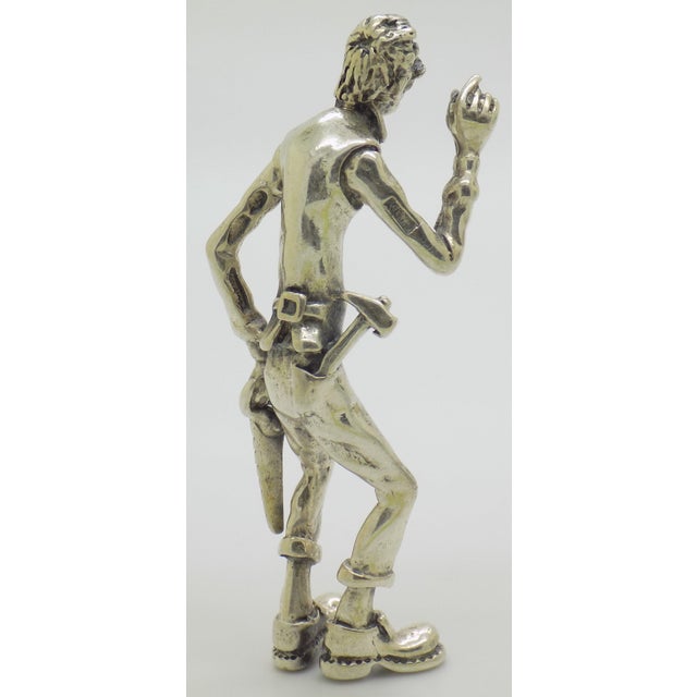 Silver Vintage Italian Handmade Genuine Silver Handyman Carpenter Figurine From Tuscany For Sale - Image 8 of 16