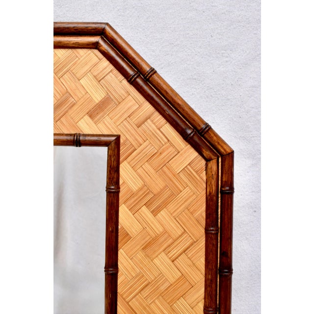 Vintage Basket-Weave Octagonal Mirror For Sale - Image 4 of 5