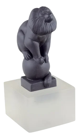 Monkey Figure in Bisquit on Glass Base by Pia Langelund for Royal Copenhagen