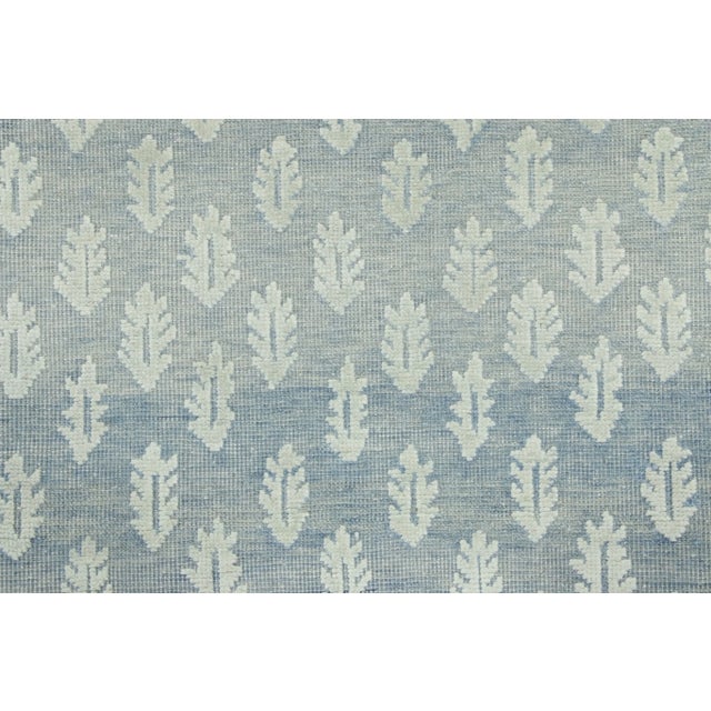 Traditional Rug & Kilim's Block Print Floral Runner in Blue & Ivory High-Low Design For Sale - Image 3 of 6