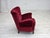 Wood Danish Armchair in Cherry-Red Velour with Beech Legs, 1960s For Sale - Image 7 of 18