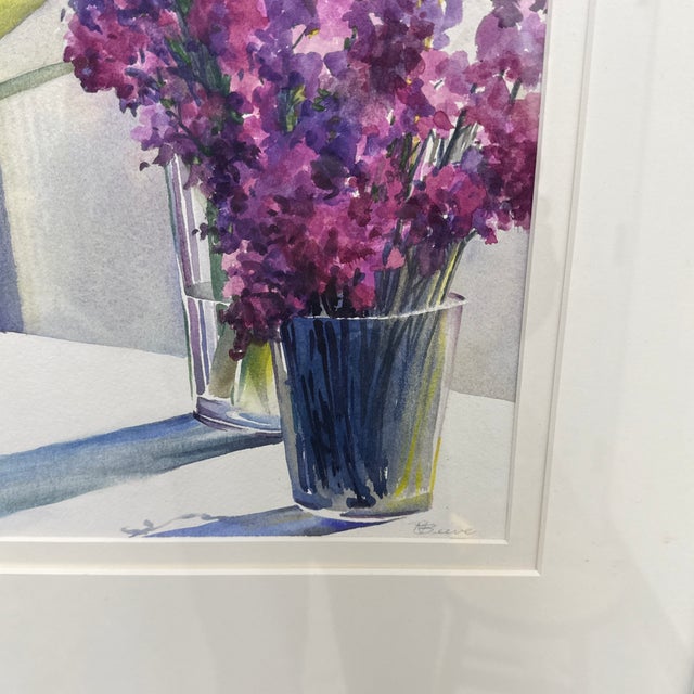 Ruth Beeve Jan's Flowers Framed Watercolor, Circa 1996 For Sale In San Francisco - Image 6 of 12