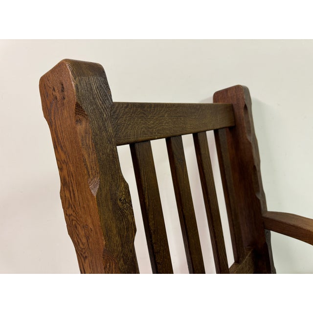 Brown Set of Brutalist Oak Armchairs, 1960s For Sale - Image 8 of 18