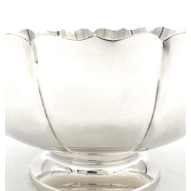 Mid-Century “Dublin” by Fisher Silverplate Pedestal Bowl – Fluted Tulip Form / Hollywood Regency For Sale In Houston - Image 6 of 11