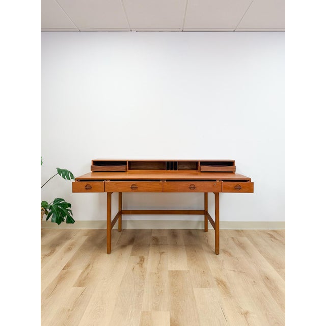 Peter Lovig Nielsen MCM Desk Folding Top Shelving Rare Danish Modern Office Desk For Sale In Tampa - Image 6 of 16