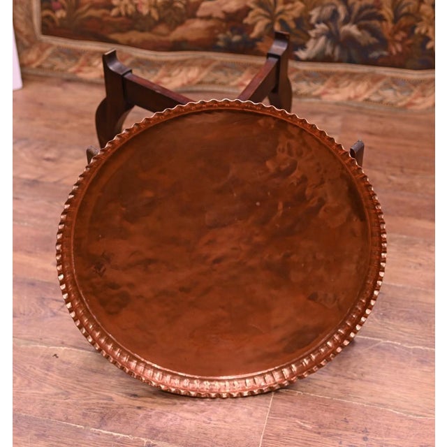 Boho Chic Bohemian Mahogany Copper Coffee Table, 1920s For Sale - Image 3 of 5