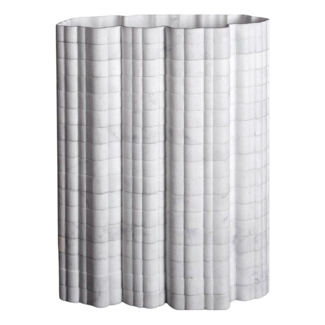 Stripes A3 Decorative Vase in Statuario Marble by Bufalini Marmi For Sale