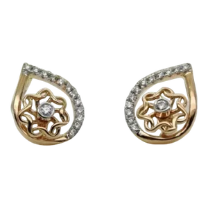 14k Solid Gold Tiny Diamond Water Drop Earrings - 2 Pieces