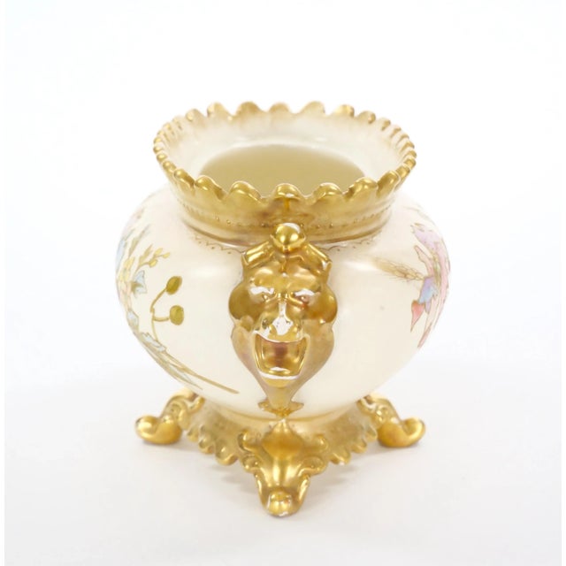 Hand Painted & Gilt Decorated Floral / Foliate Design German Centerpiece For Sale - Image 9 of 10