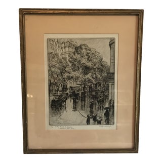 1920s "Pluie D' Automne (Autumn Rain)" Figurative Signed Lithograph by Franklin Armington, Framed For Sale