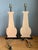 Wood Vintage Blue Gilt Accented Table Wood Half Lamps - Pair For Sale - Image 7 of 11