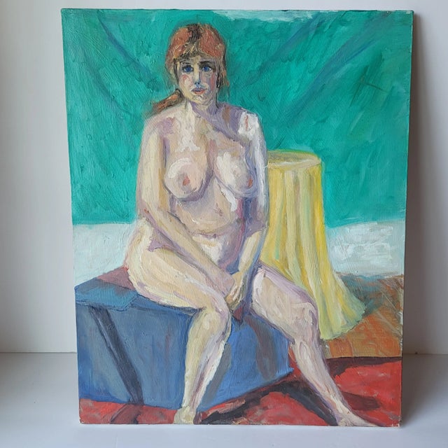Early 21st Century Portrait Nude Woman Sitting Oil Painting by Rosemary Rabut For Sale In Philadelphia - Image 6 of 6