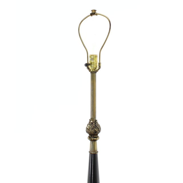 Pair Mid Century Modern Stiffel Brass Finial Shape Table Lamps Square Marble Bases MINT! For Sale - Image 6 of 9