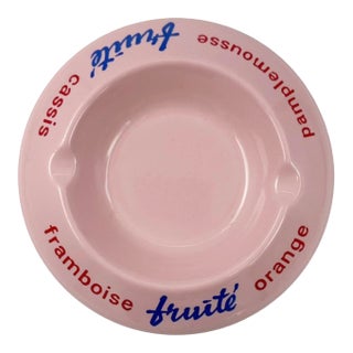 Vintage Evian Fruité Pink Glass Ashtray Catchall Dish France For Sale