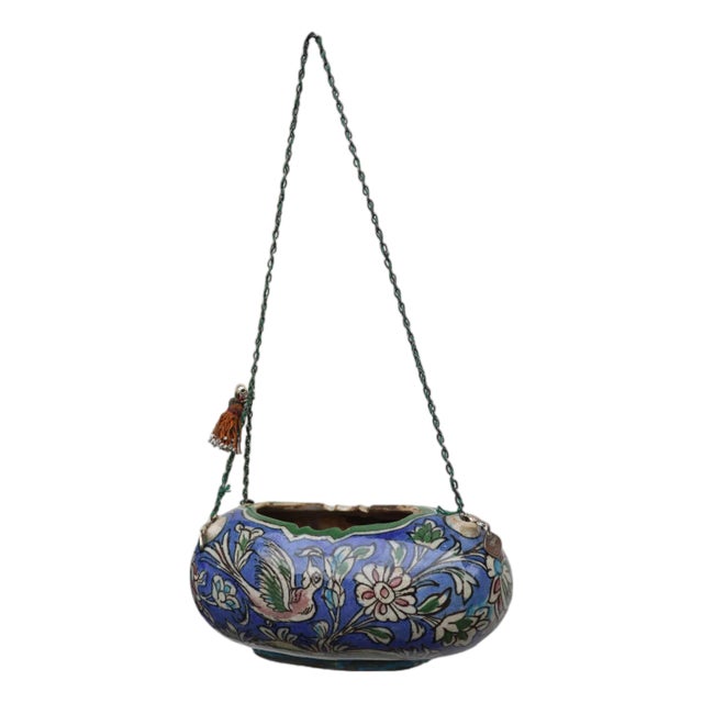 Polychrome Kashkul Begging Bowl Pottery, 1950s For Sale